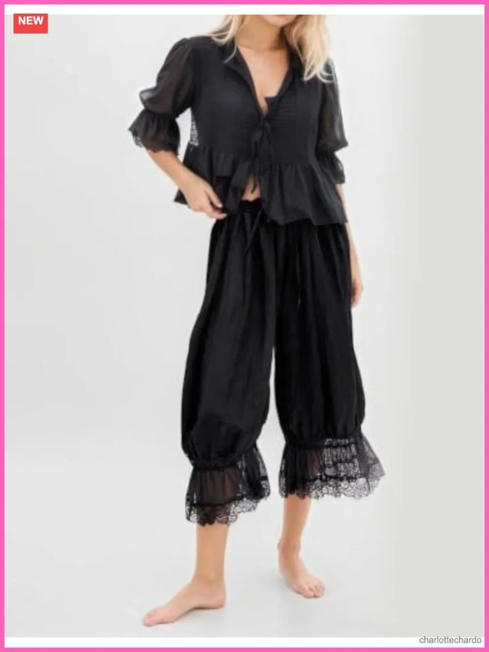 Y2K Lace Trim Elastic Waist Bloomers - Retro Pantaloons